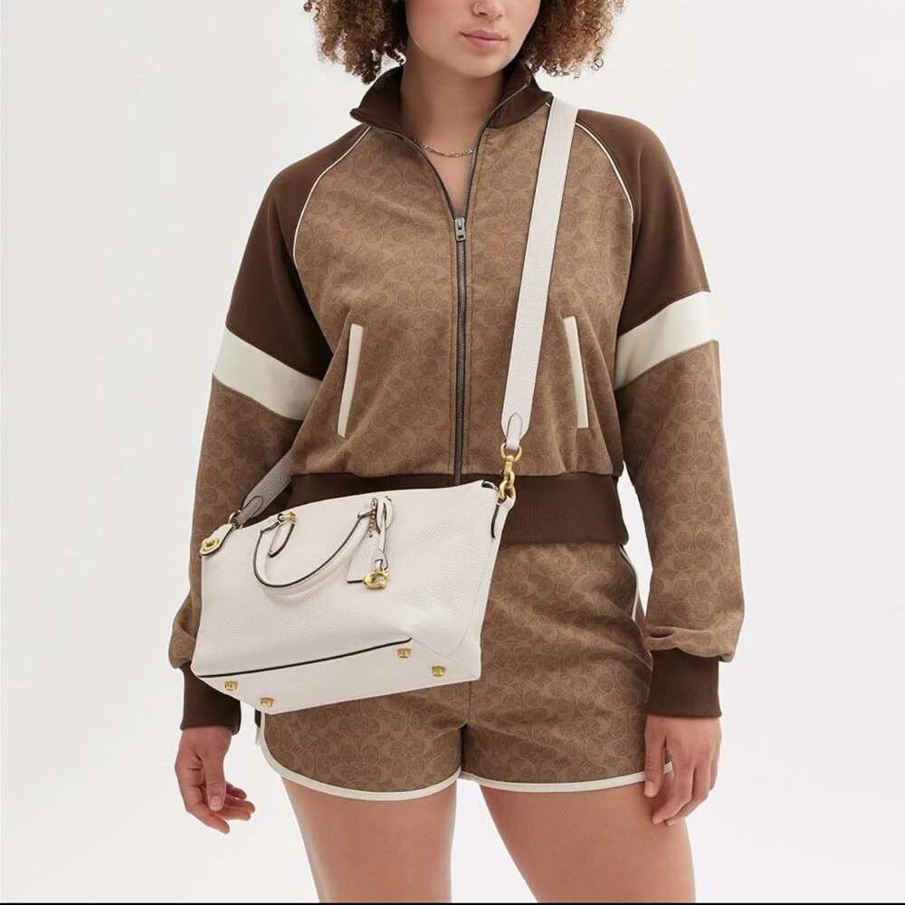 COACH Cara Soft Pebble Leather Crossbody Satchel Chalk NEW - Picture 8 of 12